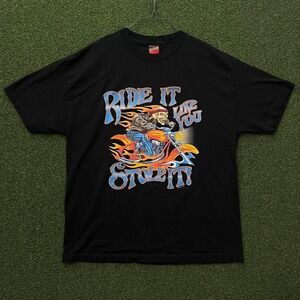 Vintage 2004 Ride It Like You Stole It! Biker Motorcycle Funny Graphic Tee Shirt